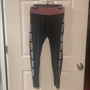Pink Matching Yoga Leggings (L) and Sweatshirt (M)